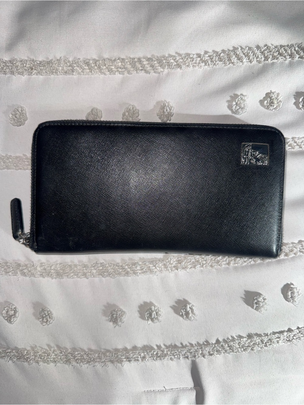 Versace Collection Black Zip-Around Leather Wallet
